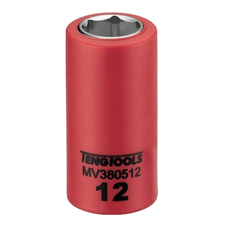 Teng Tools 3/8 Inch Drive 12MM Metric 6 Point 1000 Volt Shallow Insulated Socket MV380512